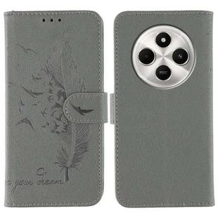 For Xiaomi Poco C75 4G Feather Pattern Litchi Texture Leather Phone Case(Gray)