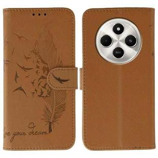 For Xiaomi Poco C75 4G Feather Pattern Litchi Texture Leather Phone Case(Brown)