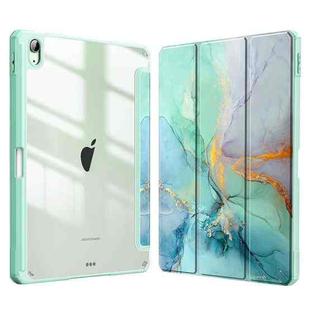 For iPad Pro 12.9 2022 / 2021 / 2020 Marble Pattern Crystal Acrylic Smart Tablet Leather Case with Pen Slot(Green)