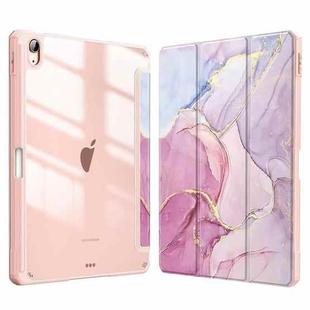For iPad Pro 11 2022 / 2021 / 2020 Marble Pattern Crystal Acrylic Smart Tablet Leather Case with Pen Slot(Pink)