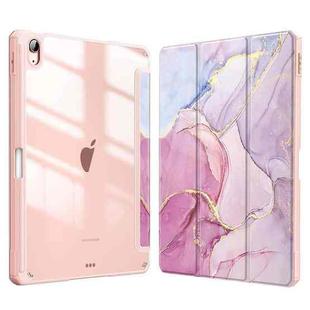 For iPad 9.7 2017 / 2018 / Air 2 / Air Marble Pattern Crystal Acrylic Smart Tablet Leather Case with Pen Slot(Pink)