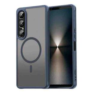 For Sony Xperia 1 VII Fan Dun Series TPU Hybrid PC Frosted Magsafe Phone Case(Blue)