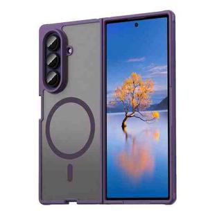 For Samsung Galaxy Z Fold7 5G Fan Dun Series TPU Hybrid PC Frosted Magsafe Phone Case(Purple)