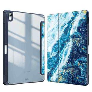 For Huawei MatePad 10.4 2022 / 2020 Marble Pattern Crystal Acrylic Smart Tablet Leather Case with Pen Slot(Sea Waves)