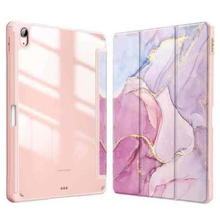 For Huawei MatePad Pro 10.8 2021 / 2019 Marble Pattern Crystal Acrylic Smart Tablet Leather Case with Pen Slot(Pink)