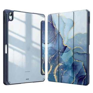 For Huawei MatePad 11 2023 Marble Pattern Crystal Acrylic Smart Tablet Leather Case with Pen Slot(Blue)