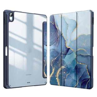 For Huawei MatePad Pro 11 2022 Marble Pattern Crystal Acrylic Smart Tablet Leather Case with Pen Slot(Blue)