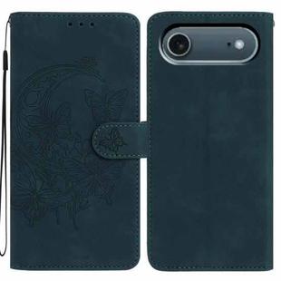 For iPhone 17 Air Moonlit Butterfly Dance Pattern Embossed Leather Phone Case(Green)