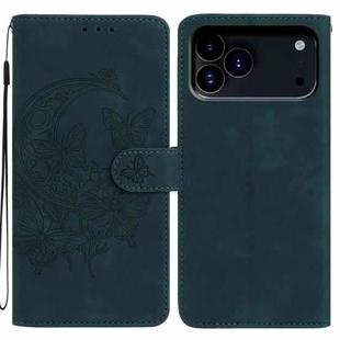For iPhone 17 Pro Moonlit Butterfly Dance Pattern Embossed Leather Phone Case(Green)
