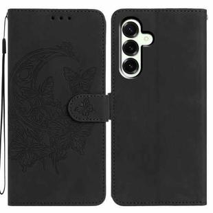 For Samsung Galaxy A17 5G Moonlit Butterfly Dance Pattern Embossed Leather Phone Case(Black)
