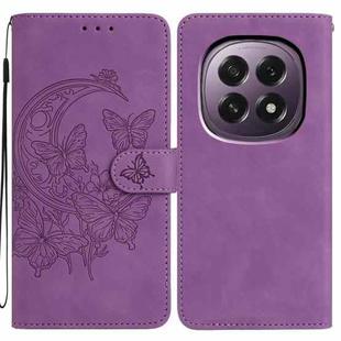 For OPPO A5 5G Global Moonlit Butterfly Dance Pattern Embossed Leather Phone Case(Purple)