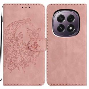 For OPPO A5 5G Global Moonlit Butterfly Dance Pattern Embossed Leather Phone Case(Pink)