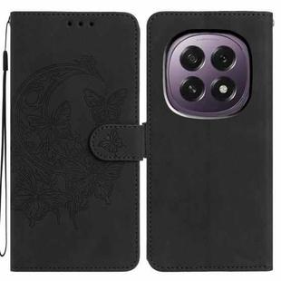 For OPPO A5 5G Global Moonlit Butterfly Dance Pattern Embossed Leather Phone Case(Black)
