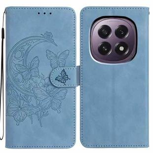 For OPPO A5 5G Global Moonlit Butterfly Dance Pattern Embossed Leather Phone Case(Blue)