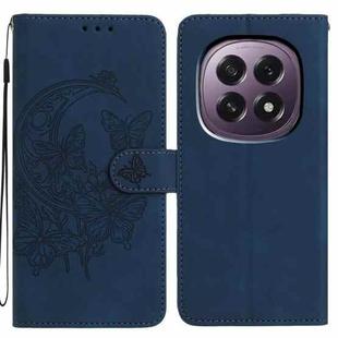 For OPPO A5 5G Global Moonlit Butterfly Dance Pattern Embossed Leather Phone Case(Navy Blue)
