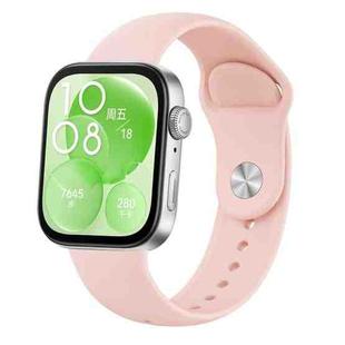 For Huawei Watch Fit3 / Fit4 / Fit4 Pro Nail Buckle Solid Color Silicone Watch Band(Pink)
