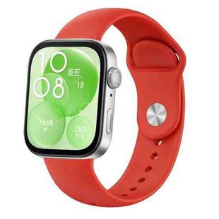 For Huawei Watch Fit3 / Fit4 / Fit4 Pro Nail Buckle Solid Color Silicone Watch Band(Red)