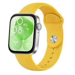 For Huawei Watch Fit3 / Fit4 / Fit4 Pro Nail Buckle Solid Color Silicone Watch Band(Yellow)