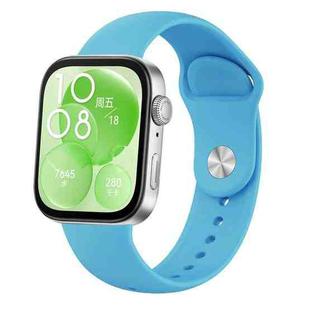 For Huawei Watch Fit3 / Fit4 / Fit4 Pro Nail Buckle Solid Color Silicone Watch Band(Sky Blue)