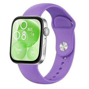 For Huawei Watch Fit3 / Fit4 / Fit4 Pro Nail Buckle Solid Color Silicone Watch Band(Purple)