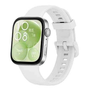 For Huawei Watch Fit3 / Fit4 / Fit4 Pro Colorful Buckle Solid Color Silicone Watch Band(White)