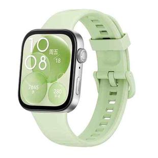 For Huawei Watch Fit3 / Fit4 / Fit4 Pro Colorful Buckle Solid Color Silicone Watch Band(Green)