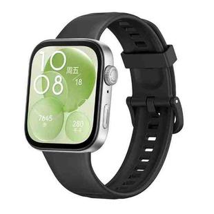 For Huawei Watch Fit3 / Fit4 / Fit4 Pro Colorful Buckle Solid Color Silicone Watch Band(Black)