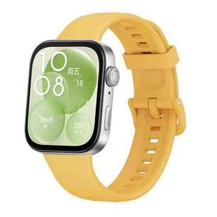 For Huawei Watch Fit3 / Fit4 / Fit4 Pro Colorful Buckle Solid Color Silicone Watch Band(Yellow)