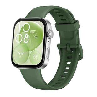 For Huawei Watch Fit3 / Fit4 / Fit4 Pro Colorful Buckle Solid Color Silicone Watch Band(Army Green)