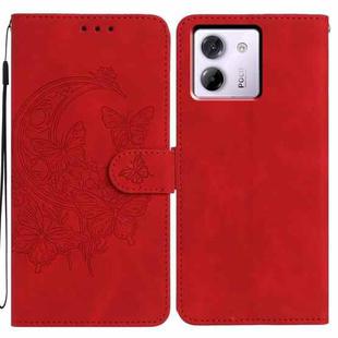 For Xiaomi Poco M7 Pro 5G Moonlit Butterfly Dance Pattern Embossed Leather Phone Case(Red)