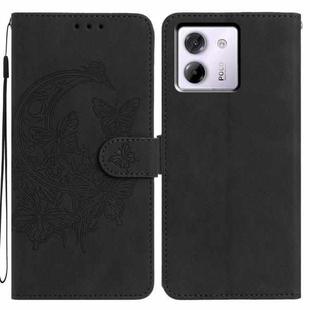 For Xiaomi Poco M7 Pro 5G Moonlit Butterfly Dance Pattern Embossed Leather Phone Case(Black)