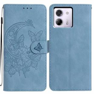 For Xiaomi Poco M7 Pro 5G Moonlit Butterfly Dance Pattern Embossed Leather Phone Case(Blue)