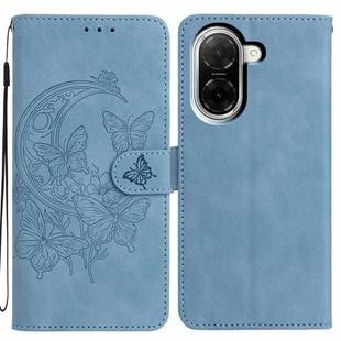 For Xiaomi Poco C71 Global Moonlit Butterfly Dance Pattern Embossed Leather Phone Case(Blue)