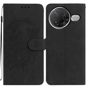 For Redmi K80 / K80 Pro Moonlit Butterfly Dance Pattern Embossed Leather Phone Case(Black)