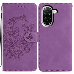For Redmi A5 4G EU 173.3mm Moonlit Butterfly Dance Pattern Embossed Leather Phone Case(Purple)