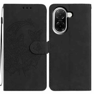 For Redmi A5 4G EU 173.3mm Moonlit Butterfly Dance Pattern Embossed Leather Phone Case(Black)