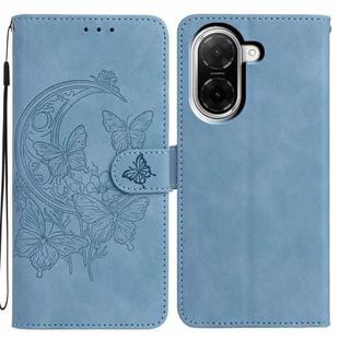For Redmi A5 4G EU 173.3mm Moonlit Butterfly Dance Pattern Embossed Leather Phone Case(Blue)
