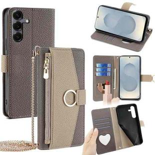 For Samsung Galaxy S25 5G Crossbody Litchi Texture Leather Phone Case(Grey)