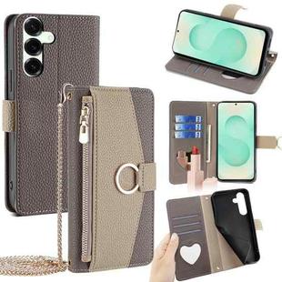 For Samsung Galaxy S25+ 5G Crossbody Litchi Texture Leather Phone Case(Grey)
