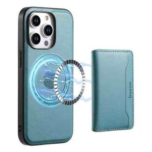 Denior V01 Magsafe Wallet Cowhide Texture Leather Magnetic Card Holder Bag(Blue)