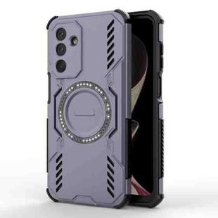 For Samsung Galaxy M36 5G India Butterfly Armor MagSafe Magnetic Ring Shockproof Phone Case(Purple)