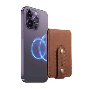 Denior V09 Magsafe Wallet Retro Texture Leather Magnetic Phone Holder Card Bag(Brown)