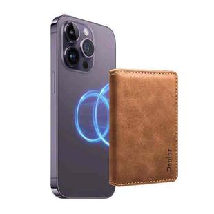 Denior V18 Magsafe Wallet Retro Texture Leather RFID Photo Frame Card Holder Bag(Brown)