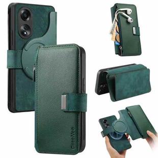 For OPPO A58 4G CaseNeo MagSafe RFID Anti-theft Zipper Wallet Retro Leather Phone Case(Green)