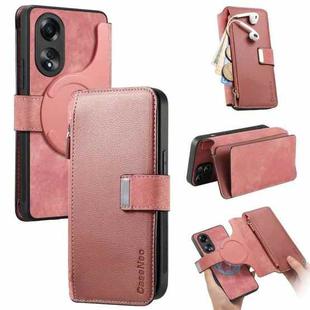 For OPPO A58 4G CaseNeo MagSafe RFID Anti-theft Zipper Wallet Retro Leather Phone Case(Pink)