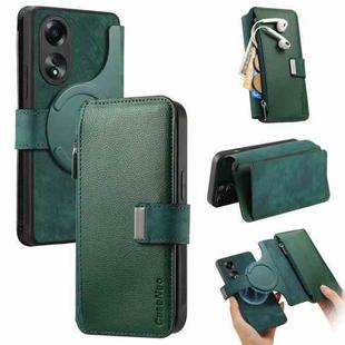 For OPPO A78 5G CaseNeo MagSafe RFID Anti-theft Zipper Wallet Retro Leather Phone Case(Green)