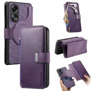 For OPPO A78 5G CaseNeo MagSafe RFID Anti-theft Zipper Wallet Retro Leather Phone Case(Purple)