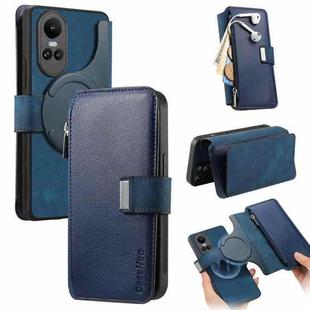 For OPPO Reno10 5G Global CaseNeo MagSafe RFID Anti-theft Zipper Wallet Retro Leather Phone Case(Blue)