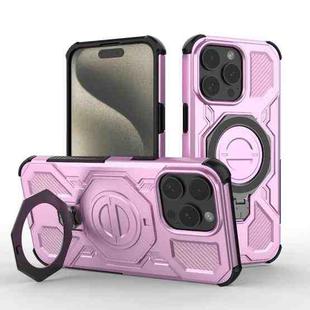 For iPhone 15 Pro Max J-20 Solid Color MagSafe Magnetic TPU+PC Phone Case(Pink)