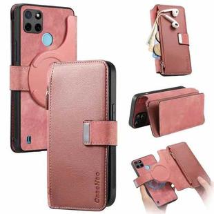 For Realme C21Y CaseNeo MagSafe RFID Anti-theft Zipper Wallet Retro Leather Phone Case(Pink)